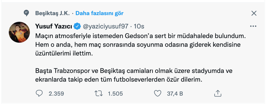 yusuf yazici dan gedson fernandes e yaptigi sert hareket ile ilgili dikkat ceken aciklama